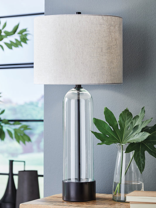 Cape Furniture Outlet - Ashley Furniture - Kerrbrook Lighting - Glass Table Lamp (1/CN) / Clear/Black - L430944