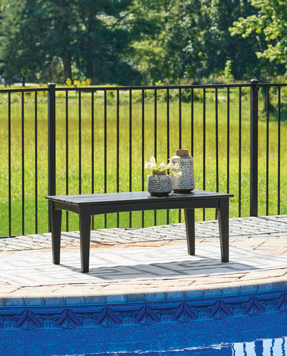Cape Furniture Outlet - Ashley Furniture - Hyland wave Outdoor - Rectangular Cocktail Table / Black - P108-701