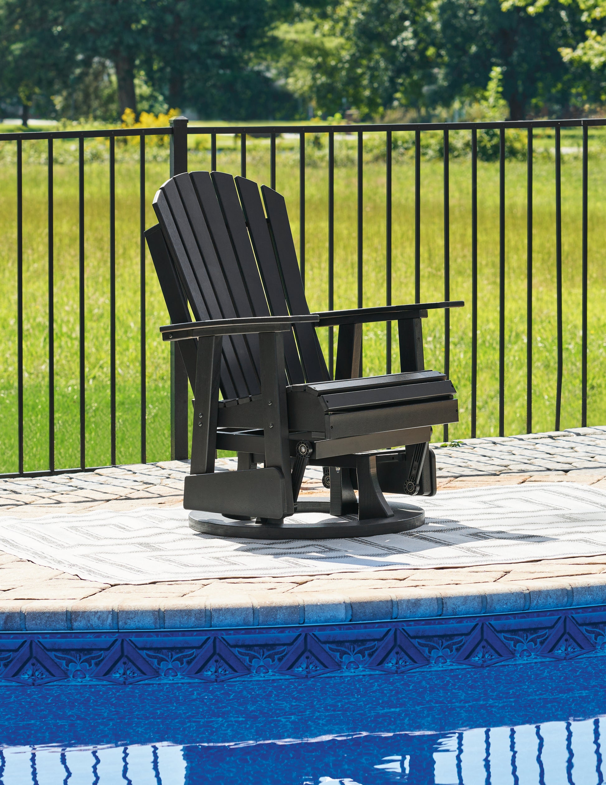 Cape Furniture Outlet - Ashley Furniture - Hyland wave Outdoor - Swivel Glider Chair / Black - P108-820