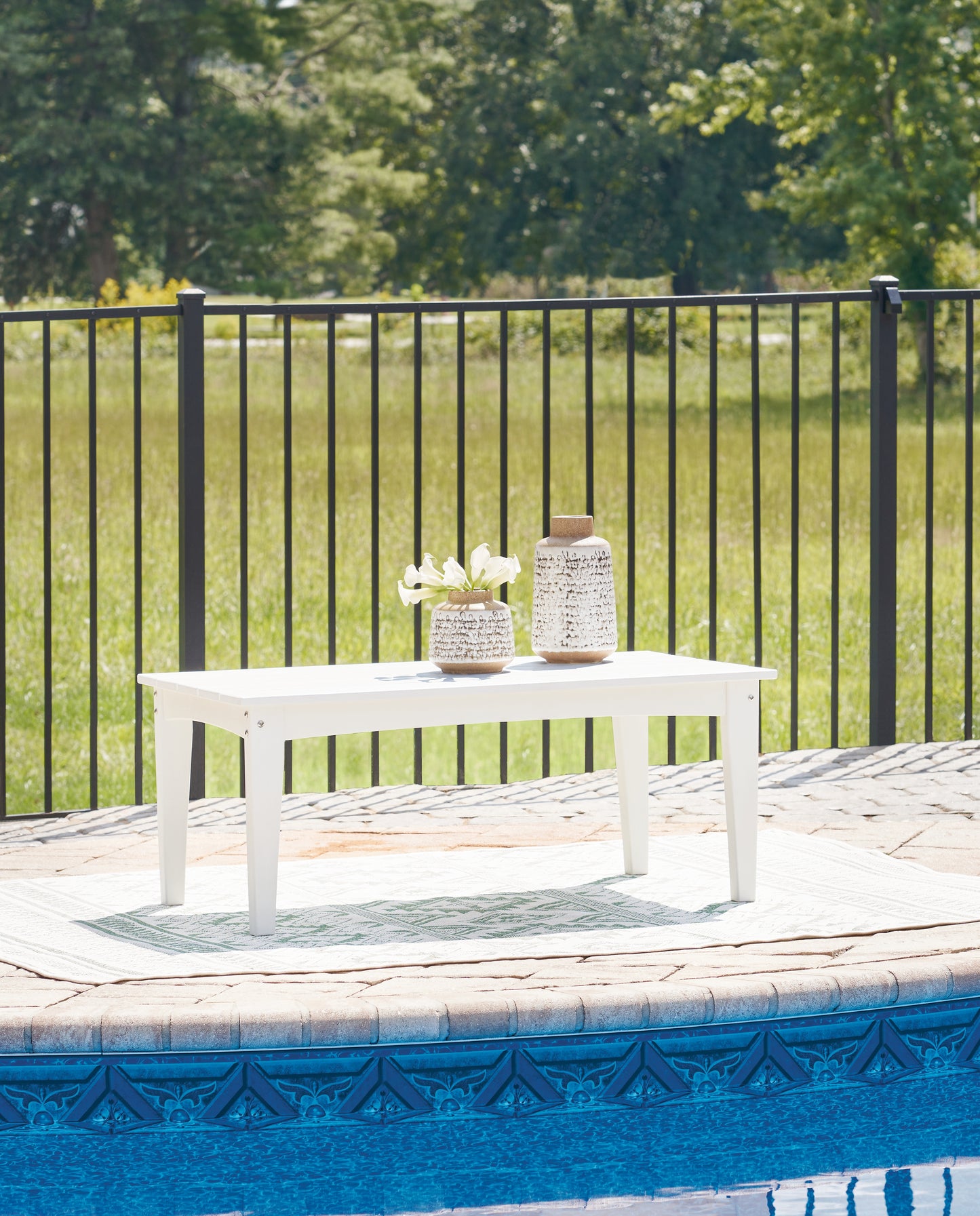 Cape Furniture Outlet - Ashley Furniture - Hyland wave Outdoor - Rectangular Cocktail Table / White - P111-701