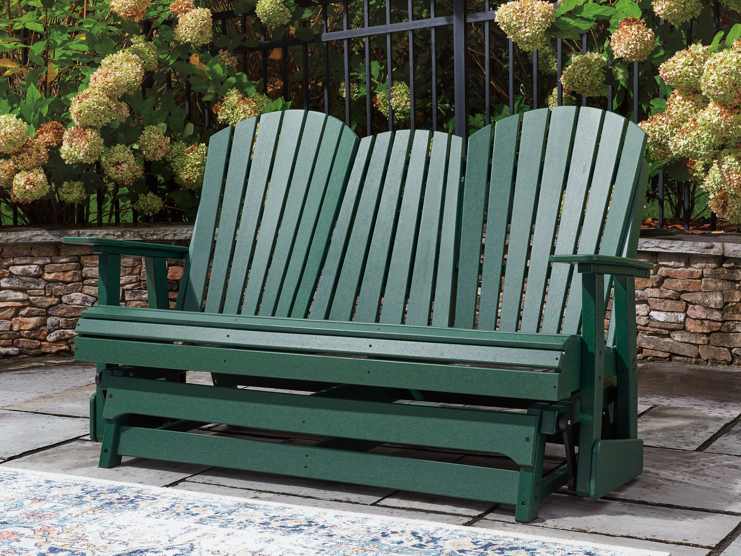 Cape Furniture Outlet - Ashley Furniture - Shell Beach Outdoor - Loveseat Glider / Green - PCP115-835