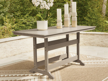 Cape Furniture Outlet - Ashley Furniture - Seacliff Beach Outdoor - RECT COUNTER TABLE W/UMB OPT / Medium Brown - PCP228-642