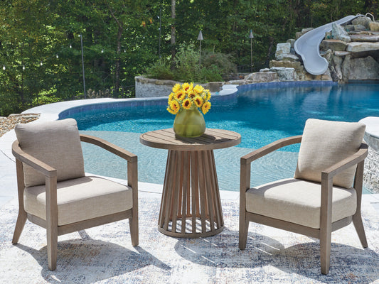 Cape Furniture Outlet - Ashley Furniture - Joy Lagoon Outdoor - Chairs w/CUSH/Table Set (3/CN) - PCP310-050