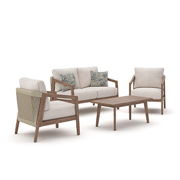 Cape Furniture Outlet - Ashley Furniture - Nature Lane Outdoor - Sofa/Chairs/Table Set (4/CN) - PCP355-081
