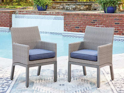 Cape Furniture Outlet - Ashley Furniture - Half Moon Beach Outdoor - Arm Chair With Cushion (Set of 2) / Blue/Gray - PCP418-601A