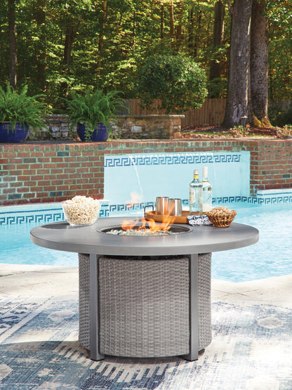 Cape Furniture Outlet - Ashley Furniture - Half Moon Beach Outdoor - Round Fire Pit Table / Gray - PCP418-776