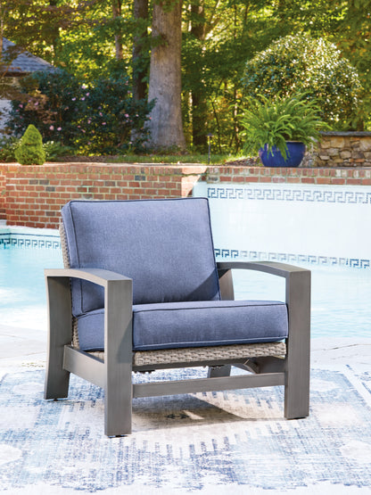 Cape Furniture Outlet - Ashley Furniture - Half Moon Beach Outdoor - Spring Lounge Chair / Blue/Gray - PCP418-820