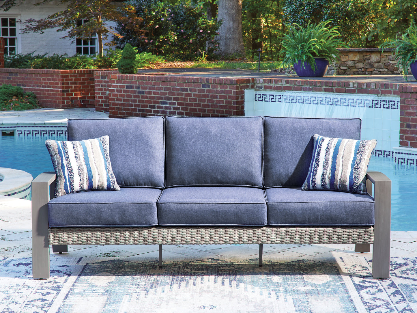 Cape Furniture Outlet - Ashley Furniture - Half Moon Beach Outdoor - Sofa with Cushion - PCP418-838