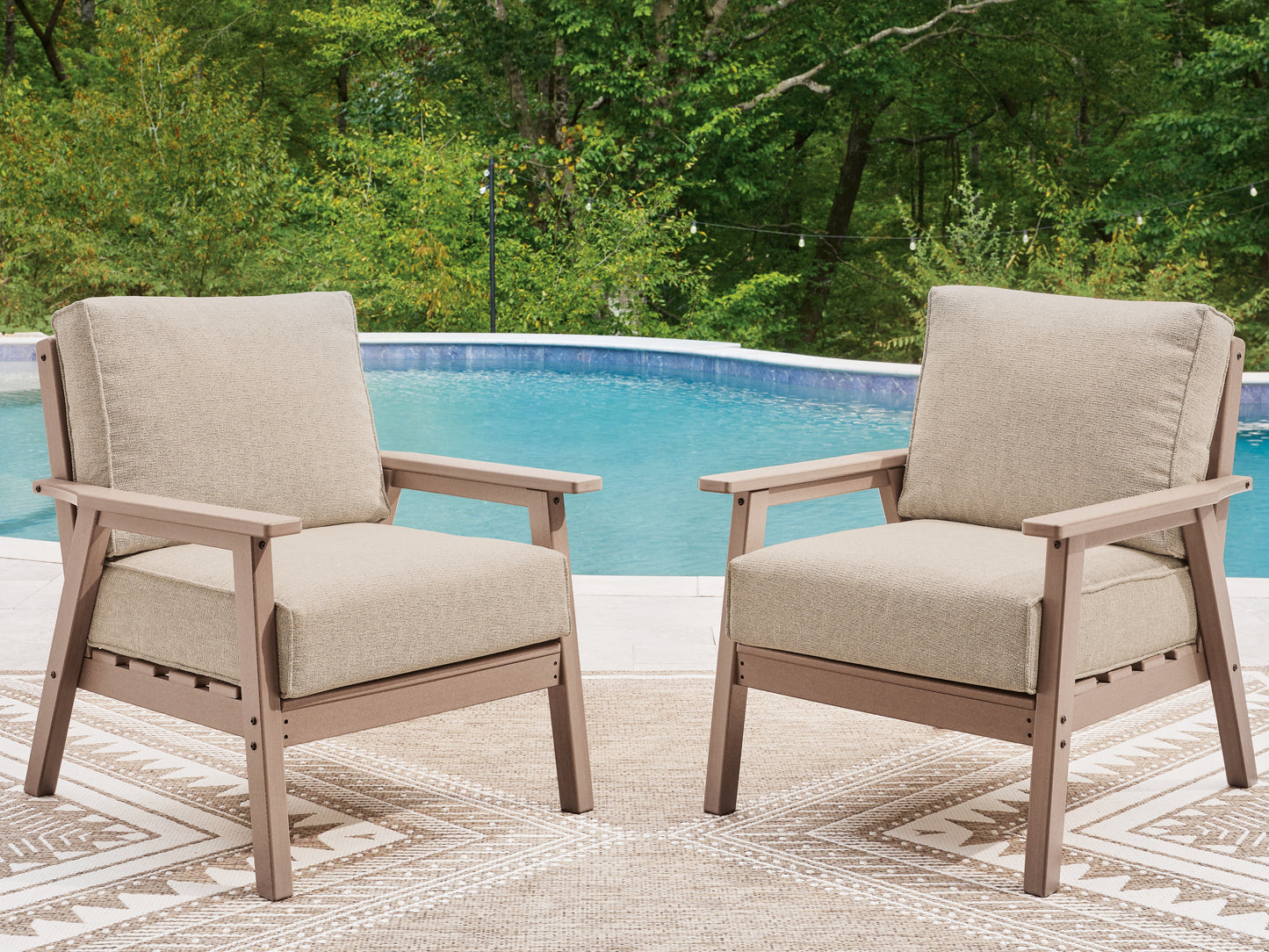 Cape Furniture Outlet - Ashley Furniture - Grover Beach Outdoor - Lounge Chair w/Cushion (Set of 2) / Driftwood - PCP422-820