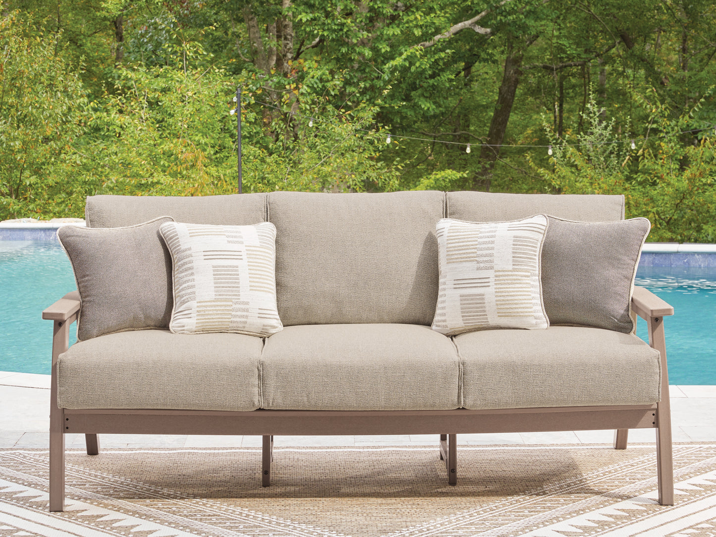 Cape Furniture Outlet - Ashley Furniture - Grover Beach Outdoor - Sofa with Cushion / Driftwood - PCP422-838