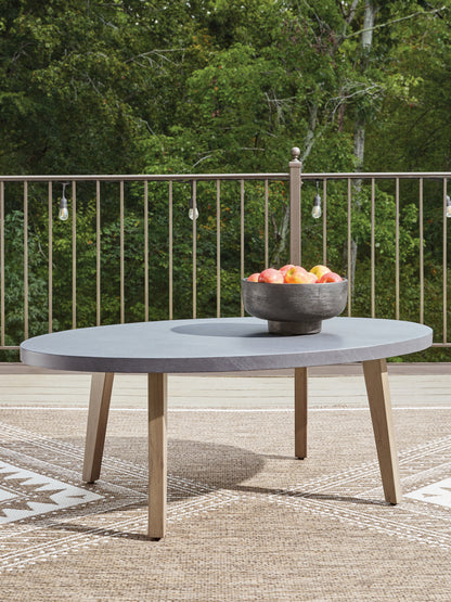 Cape Furniture Outlet - Ashley Furniture - Harmony Headlands Outdoor - Oval Cocktail Table / Natural/Gray - PCP428-701