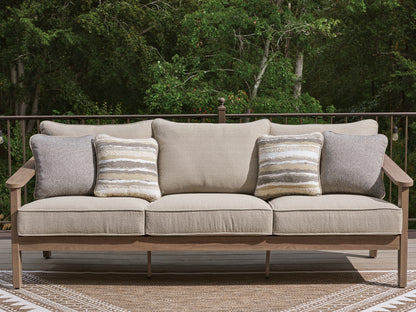 Cape Furniture Outlet - Ashley Furniture - Harmony Headlands Outdoor - Sofa with Cushion / Natural/Gray - PCP428-838