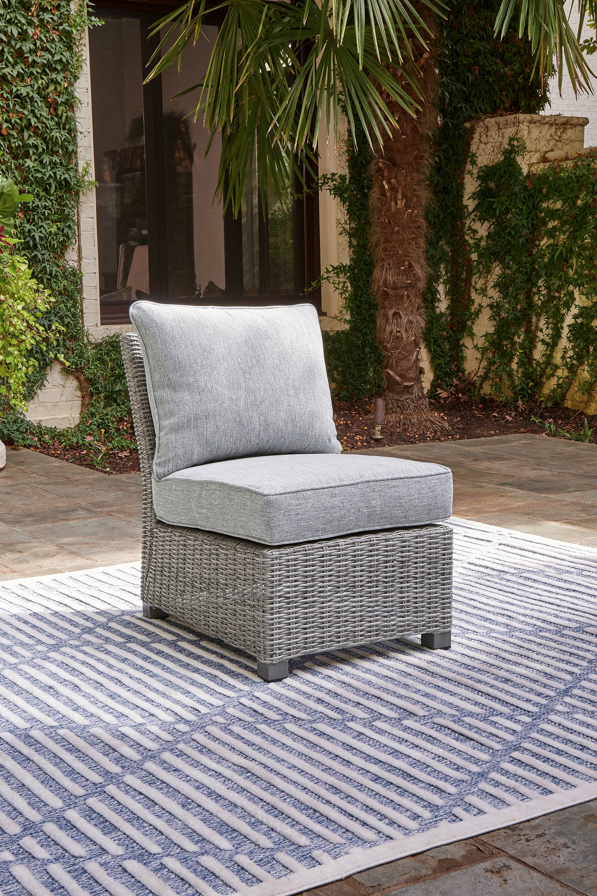 Cape Furniture Outlet - Ashley Furniture - Naples Beach Outdoor - Armless Chair w/Cushion (1/CN) / Light Gray - P439-846