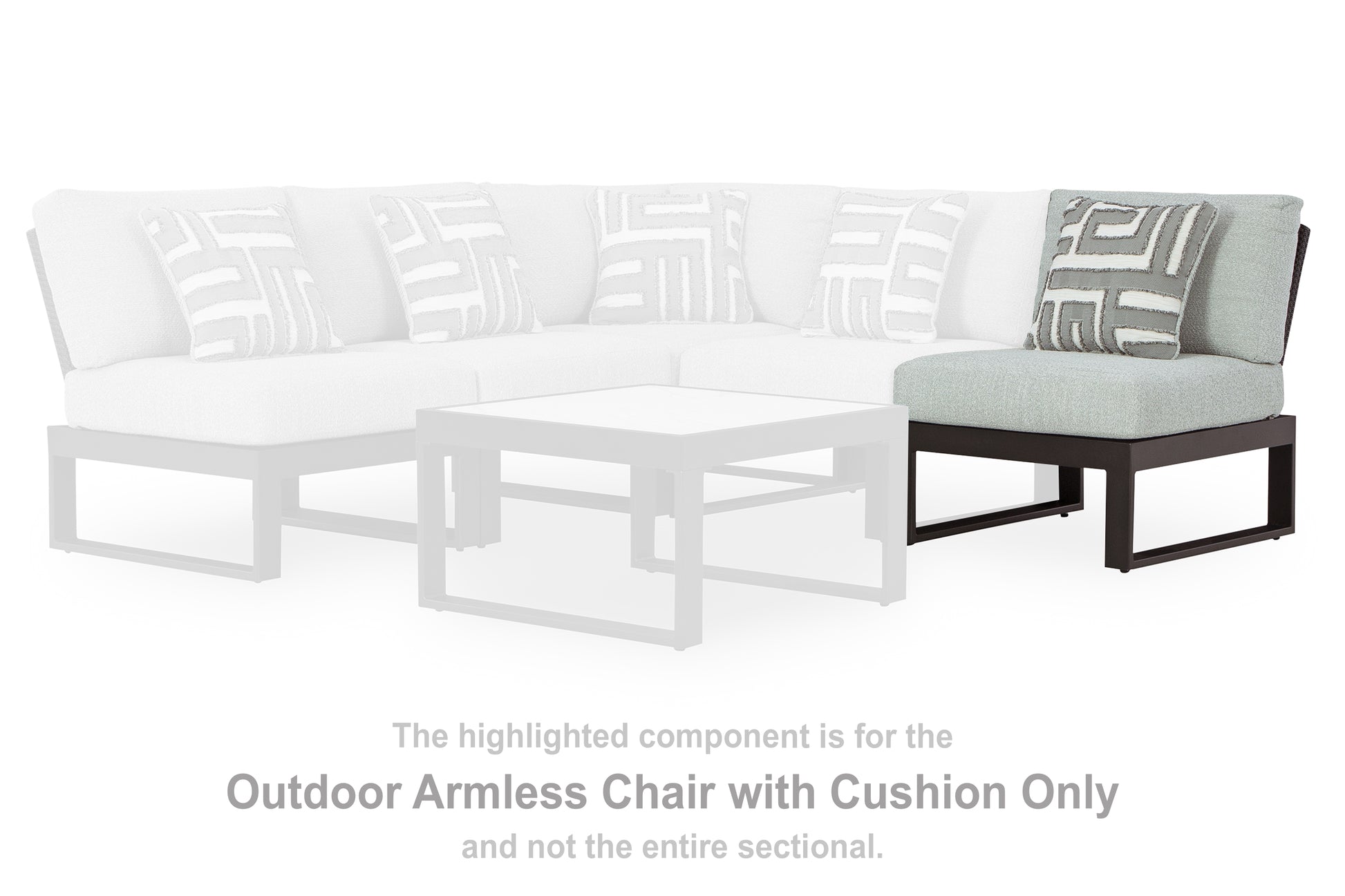 Cape Furniture Outlet - Ashley Furniture - Beachloft Outdoor - Armless Chair w/Cushion / Black/Gray - P490-846