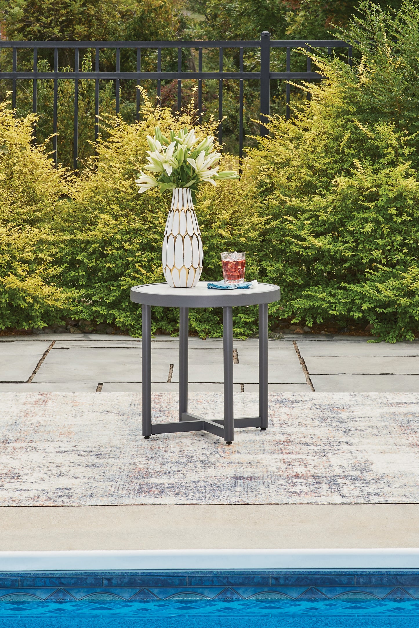 Cape Furniture Outlet - Ashley Furniture - Ocean Beach Outdoor - Round End Table / Gray - PCP510-706