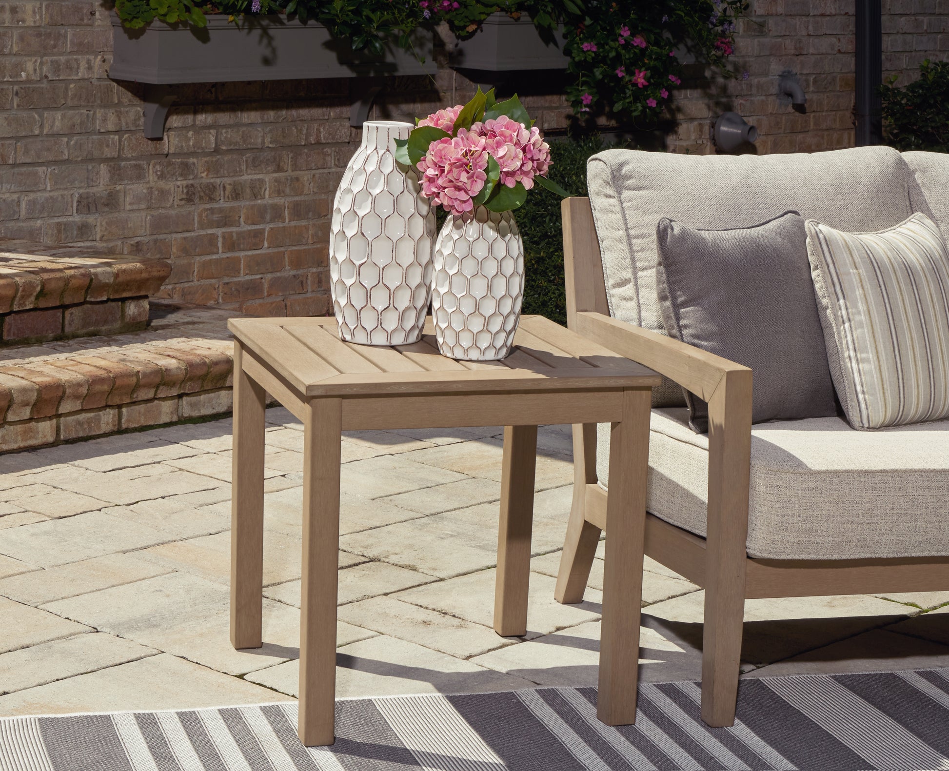Cape Furniture Outlet - Ashley Furniture - Hallow Creek Outdoor - Square End Table / Driftwood - P560-702