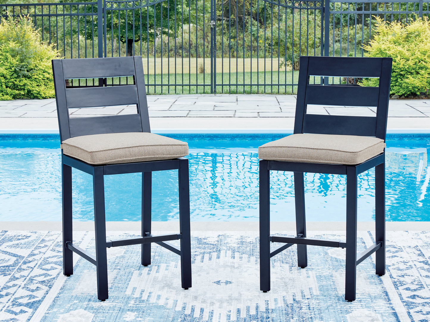 Cape Furniture Outlet - Ashley Furniture - East Beach Outdoor - Barstool (Set of 2) / Navy Blue - PCP587-124