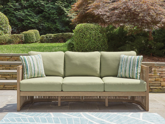 Cape Furniture Outlet - Ashley Furniture - Serena Shores Outdoor - Sofa with Cushion / Beige/Green - PCP604-838