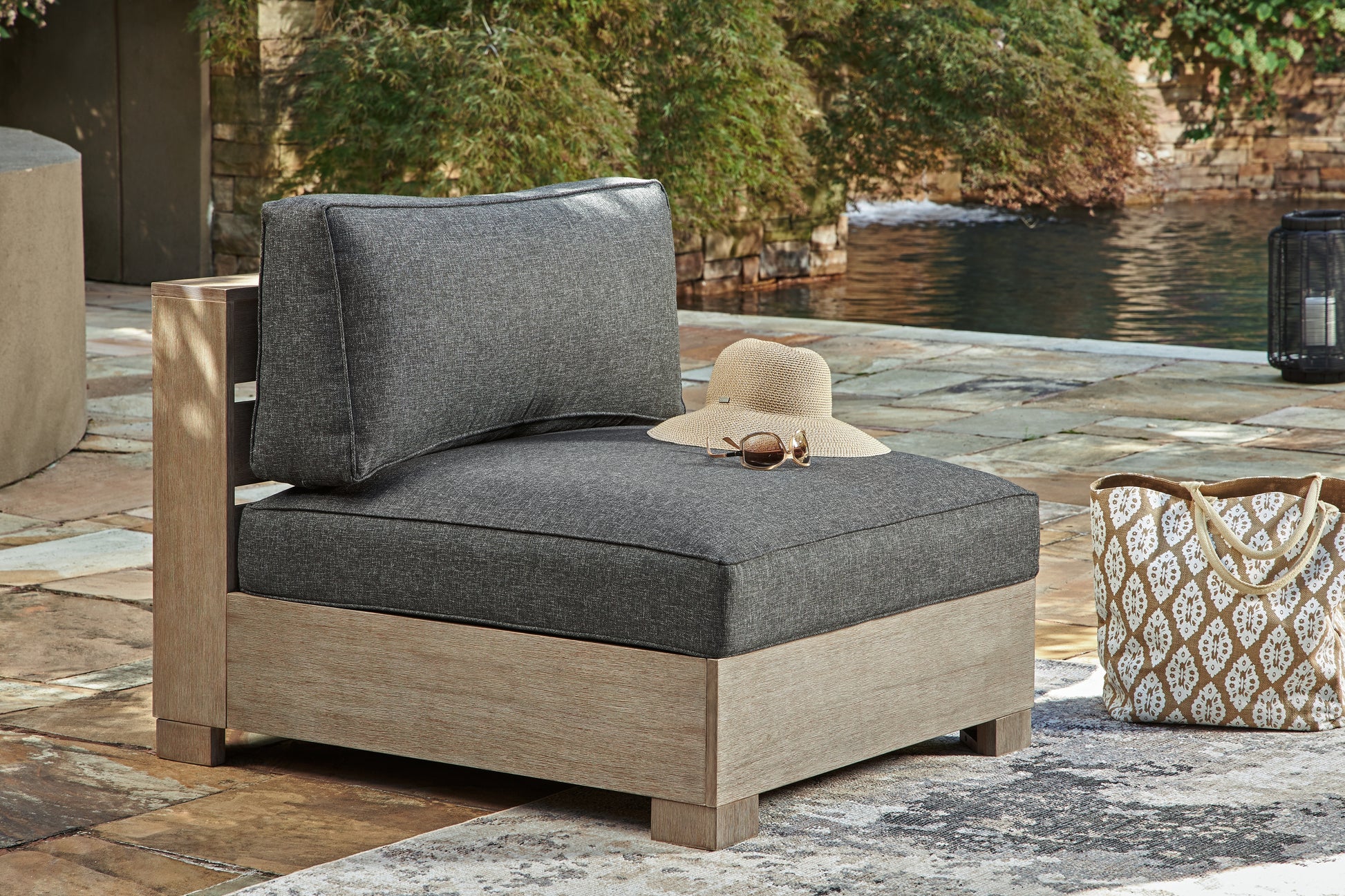 Cape Furniture Outlet - Ashley Furniture - Citrine Park Outdoor - Armless Chair w/Cushion (1/CN) / Brown/Charcoal - P660-846