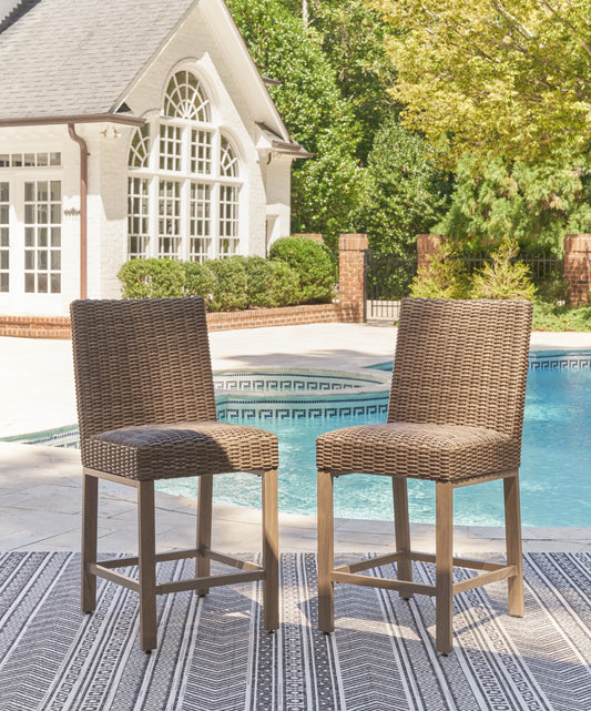 Cape Furniture Outlet - Ashley Furniture - Walton Bridge Outdoor - Square Bar Table w/Fire Pit / Driftwood - P749-665