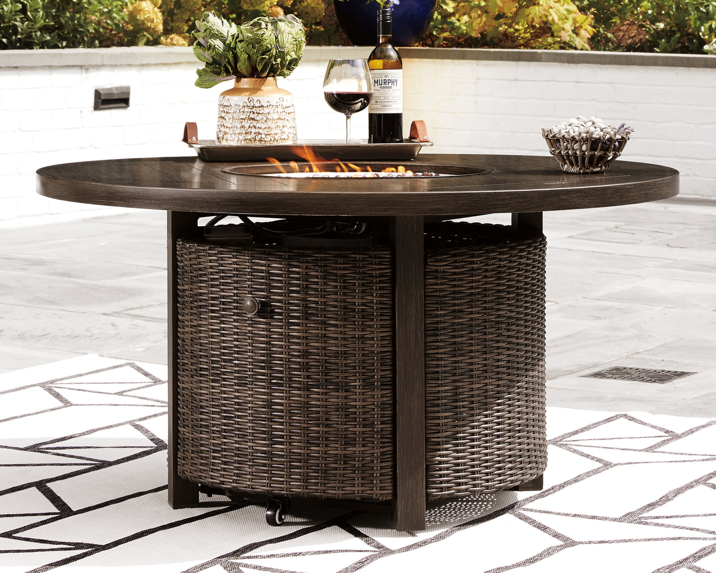 Cape Furniture Outlet - Ashley Furniture - Paradise Trail Outdoor - Round Fire Pit Table / Medium Brown - P750-776