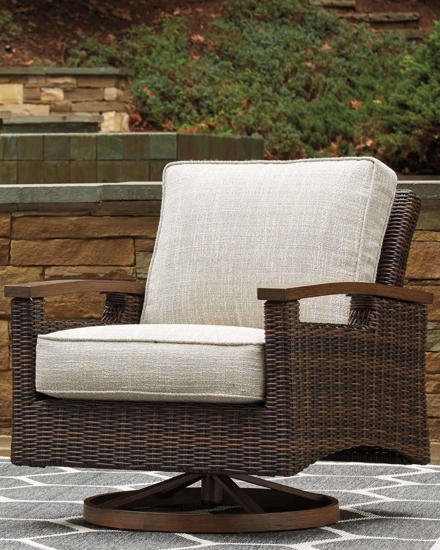 Cape Furniture Outlet - Ashley Furniture - Paradise Trail Outdoor - Swivel Lounge Chair (Set of 2) / Medium Brown - P750-821
