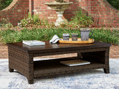 Cape Furniture Outlet - Ashley Furniture - Monterey Point Outdoor - Rectangular Cocktail Table / Dark Brown - PCP760-701