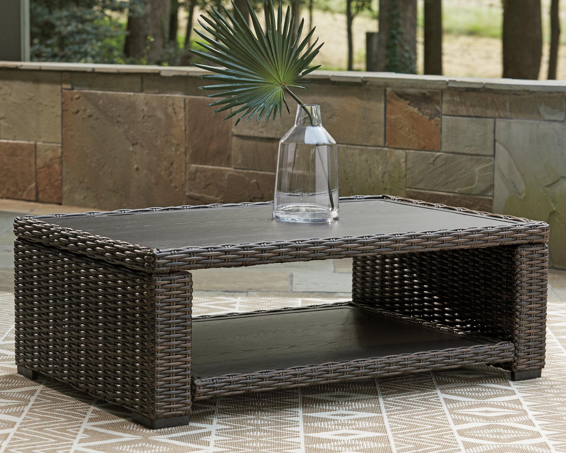 Cape Furniture Outlet - Ashley Furniture - Grasson Lane Outdoor - Rectangular Cocktail Table / Brown - P783-701