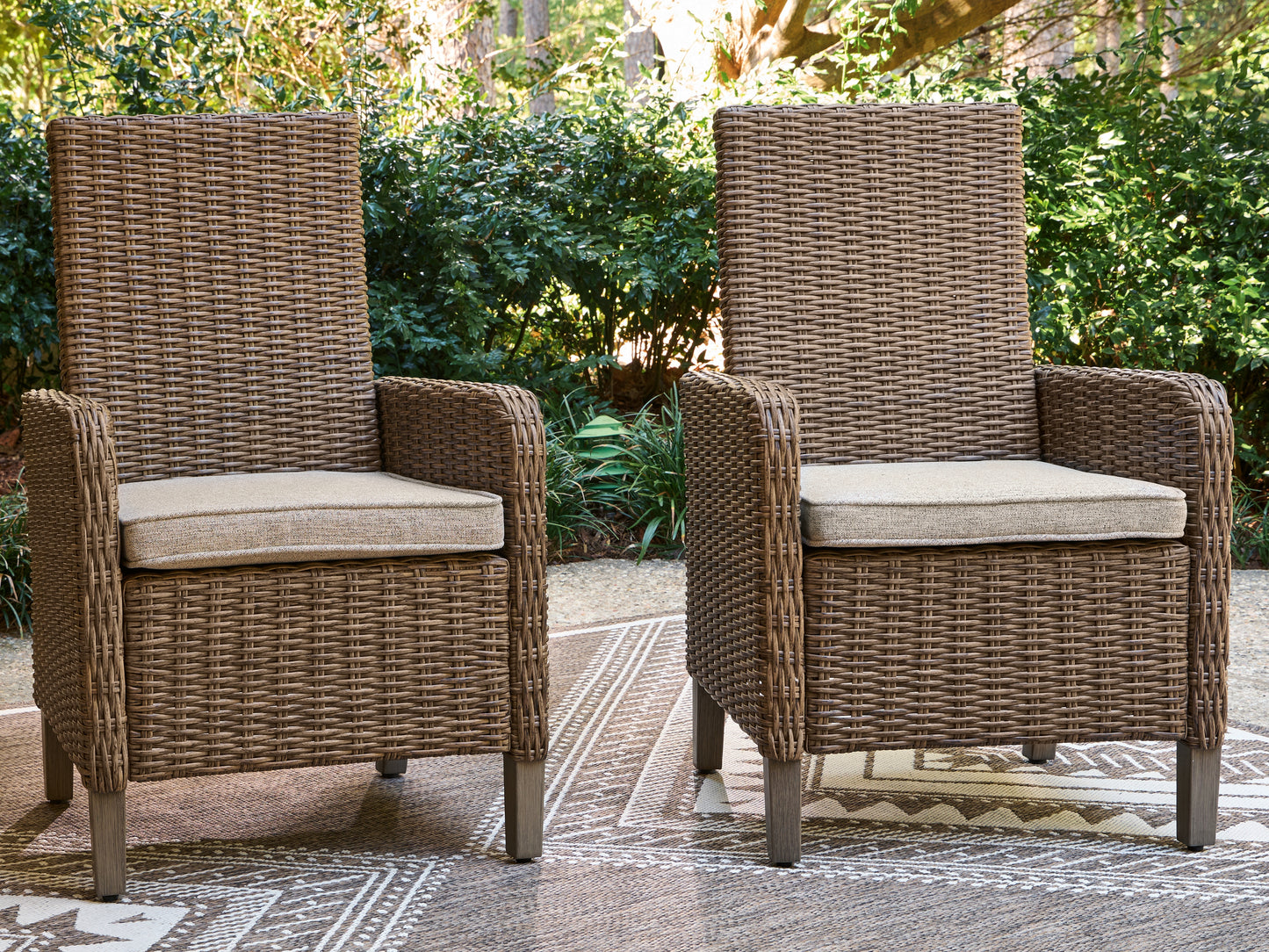 Cape Furniture Outlet - Ashley Furniture - Laguna Heights Outdoor - Arm Chair With Cushion (Set of 2) / Beige - PCP790-601A