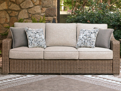 Cape Furniture Outlet - Ashley Furniture - Laguna Heights Outdoor - Sofa with Cushion / Beige - PCP790-838