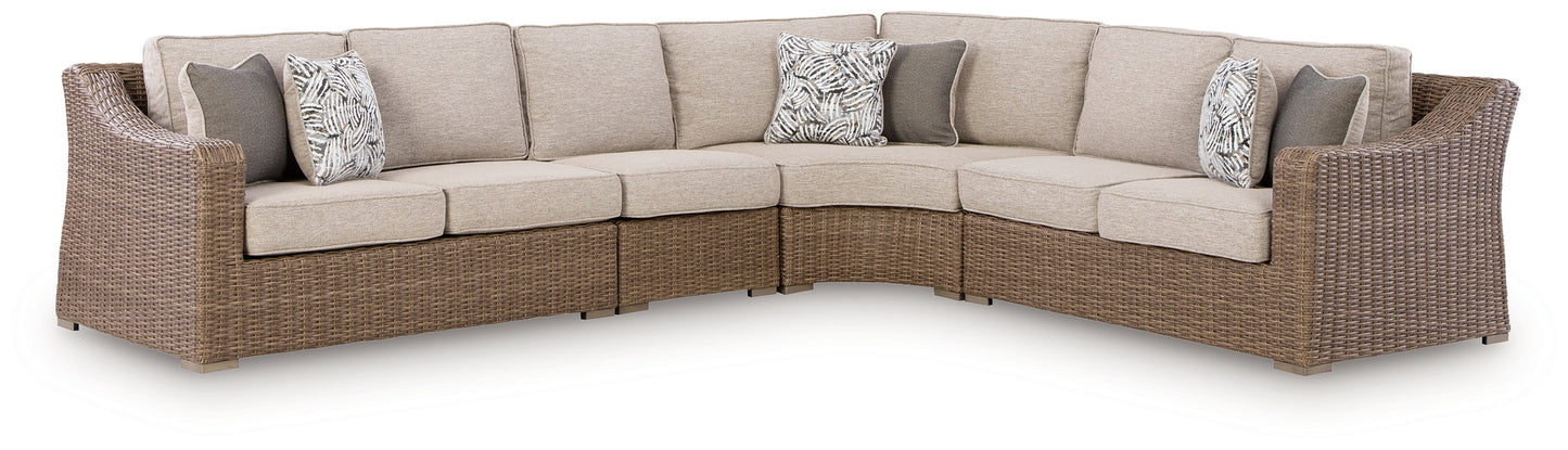 Cape Furniture Outlet - Ashley Furniture - Laguna Heights Outdoor - 4-Piece Outdoor Sectional / Beige - PCP790P2