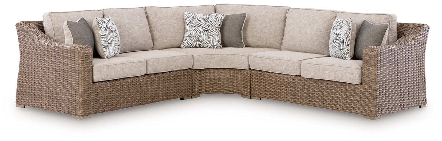 Cape Furniture Outlet - Ashley Furniture - Laguna Heights Outdoor - 3-Piece Outdoor Sectional / Beige - PCP790P1