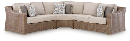 Cape Furniture Outlet - Ashley Furniture - Laguna Heights Outdoor - 3-Piece Outdoor Sectional / Beige - PCP790P1