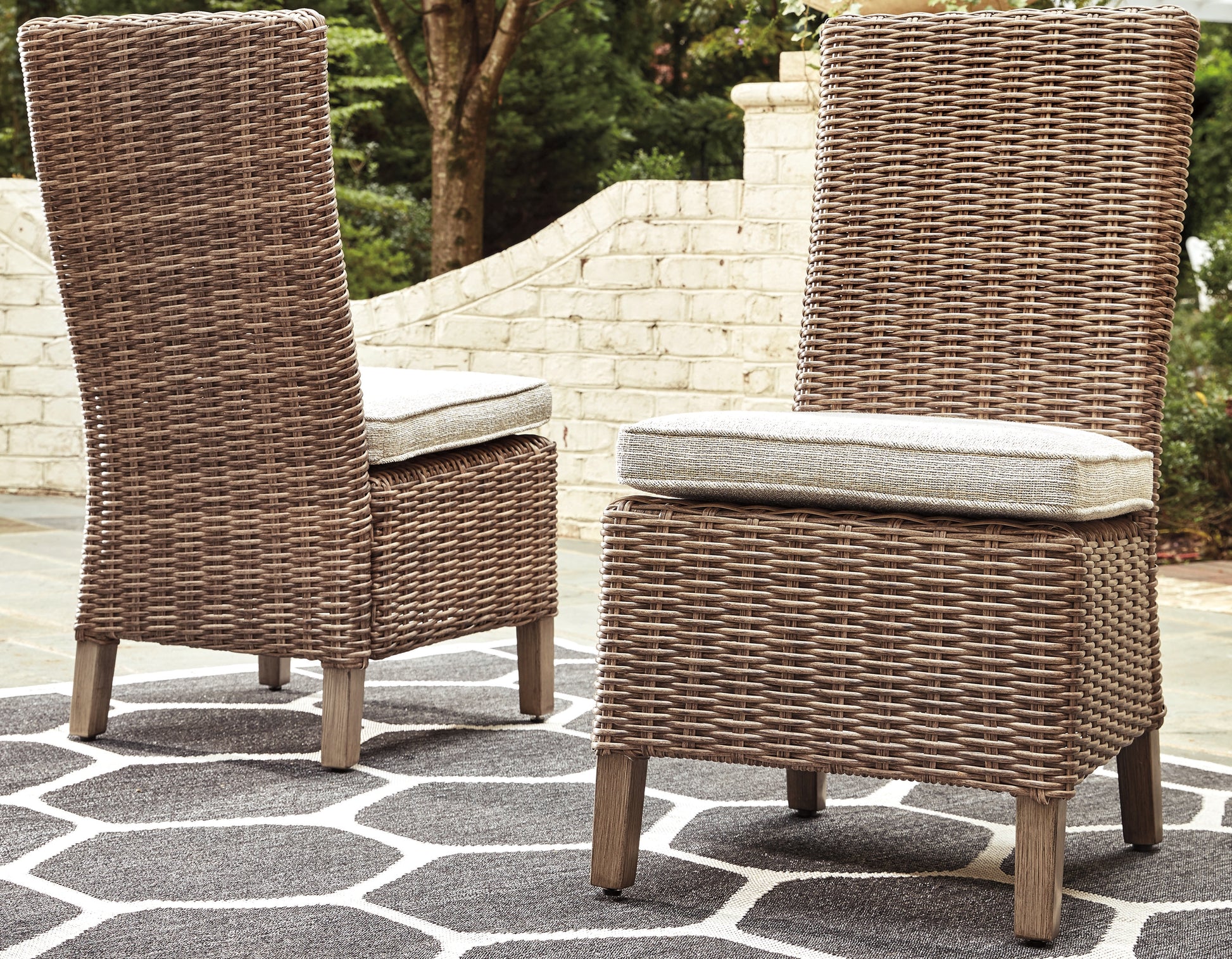 Cape Furniture Outlet - Ashley Furniture - Beachcroft Outdoor - Side Chair with Cushion (Set of 2) / Beige - P791-601