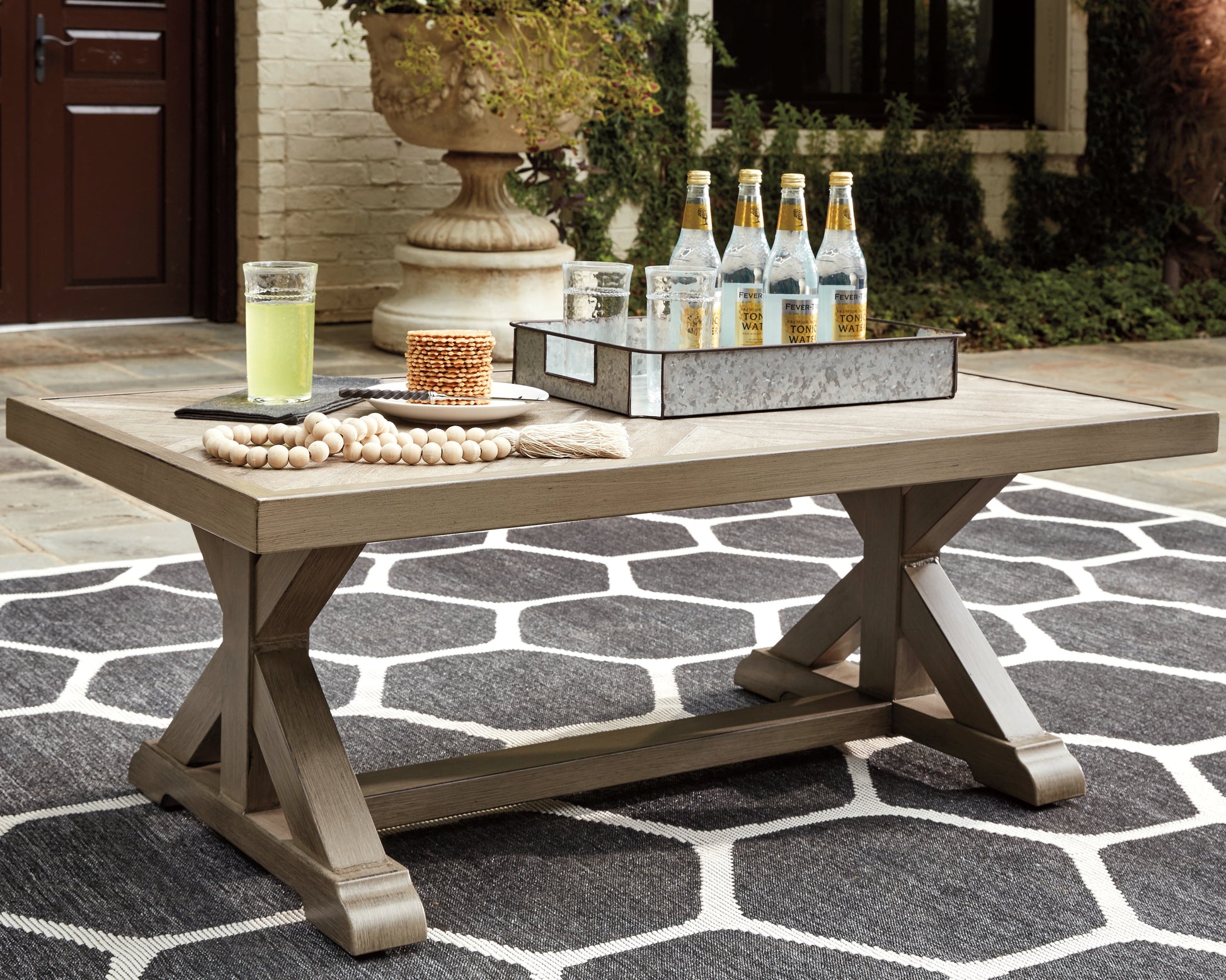 Cape Furniture Outlet - Ashley Furniture - Beachcroft Outdoor - Rectangular Cocktail Table / Beige - P791-701