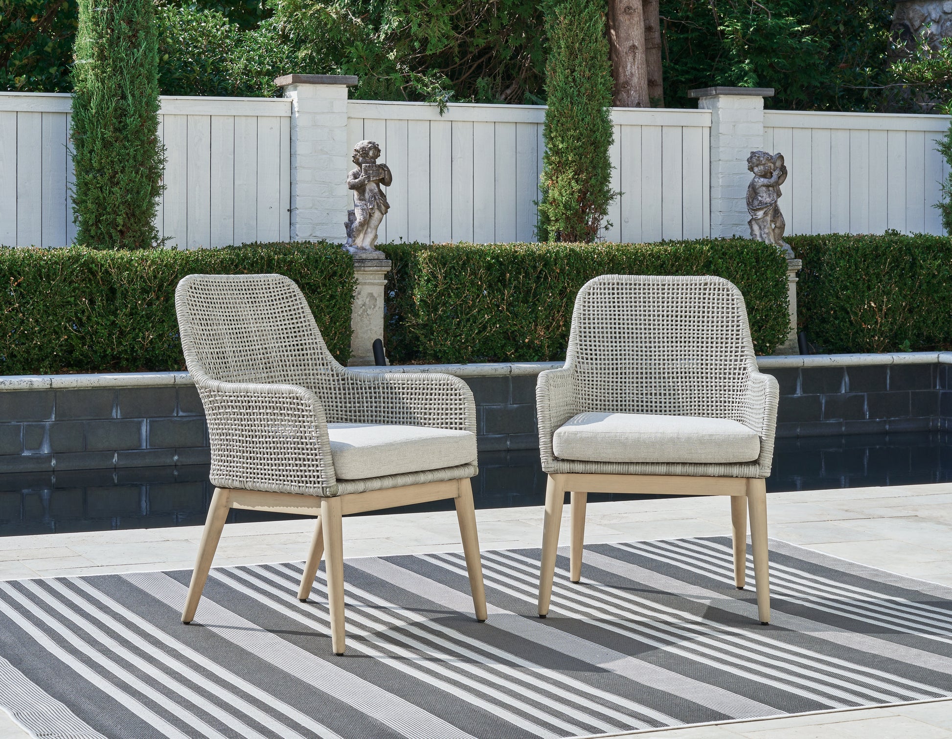 Cape Furniture Outlet - Ashley Furniture - Seton Creek Outdoor - Arm Chair With Cushion (Set of 2) / Gray - P798-601A