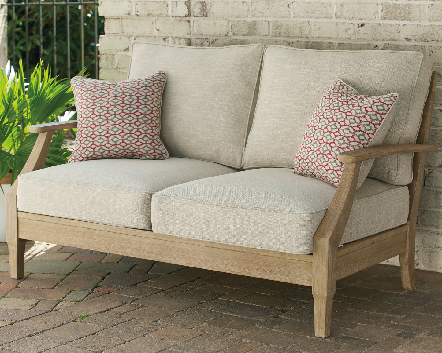 Cape Furniture Outlet - Ashley Furniture - Clare View Outdoor - Loveseat w/Cushion / Beige - P801-835