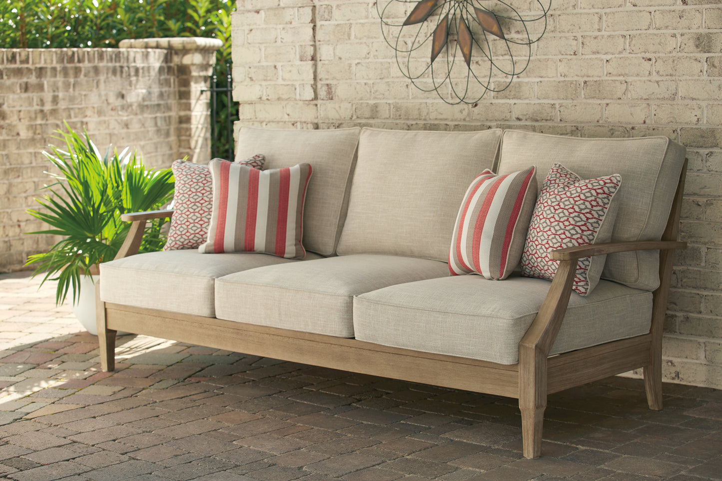 Cape Furniture Outlet - Ashley Furniture - Clare View Outdoor - Sofa with Cushion / Beige - P801-838