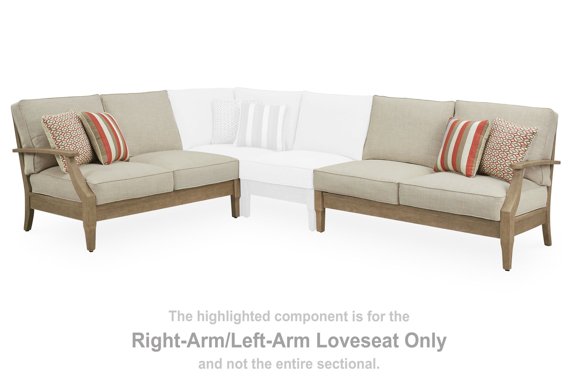Cape Furniture Outlet - Ashley Furniture - Clare View Outdoor - RAF/LAF Loveseat w/CUSH (Set of 2) / Beige - P801-854