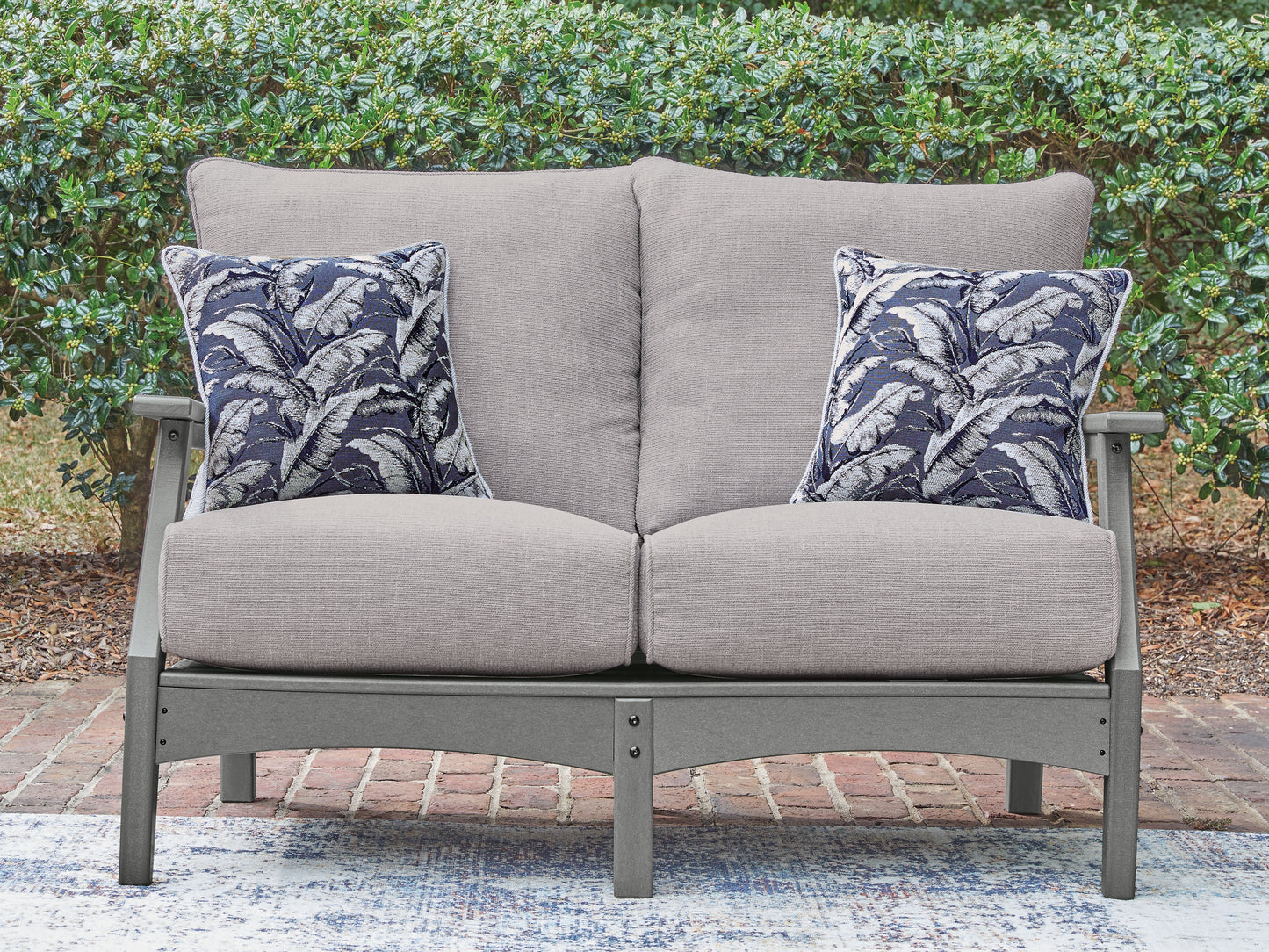 Cape Furniture Outlet - Ashley Furniture - Cove Beach Outdoor - Loveseat w/Cushion / Gray - PCP803-835