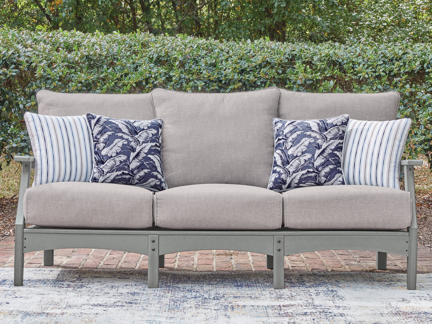 Cape Furniture Outlet - Ashley Furniture - Cove Beach Outdoor - Sofa with Cushion / Gray - PCP803-838