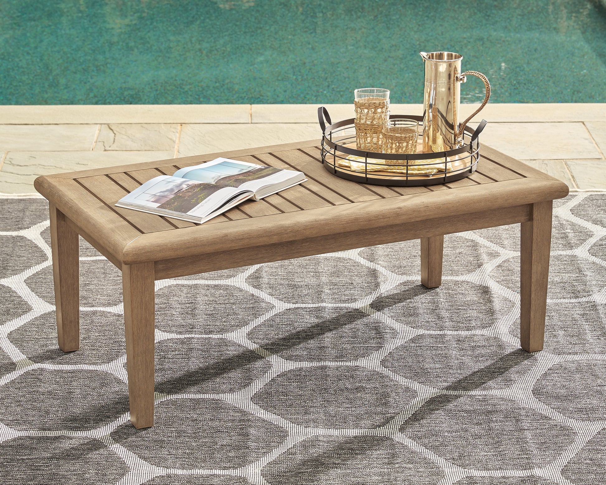 Cape Furniture Outlet - Ashley Furniture - Gerianne Outdoor - Square End Table / Grayish Brown - P805-702