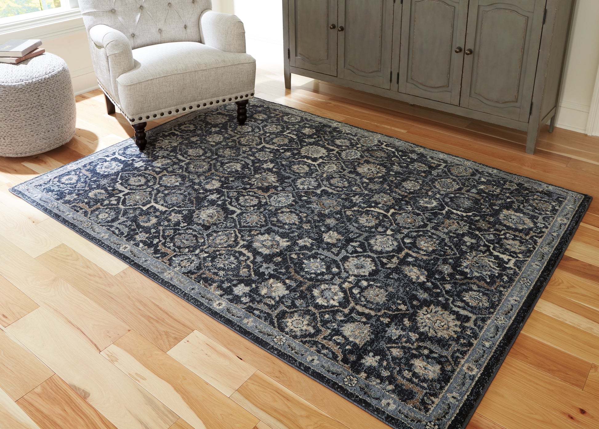 Cape Furniture Outlet - Ashley Furniture - Hilcott Rug - 5'3" x 7'3" Rug / Blue/Cream/Brown - R406112