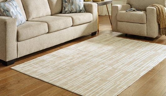 Cape Furniture Outlet - Ashley Furniture - Ardenville Rug - 5' x 7'1" Washable Rug / Tan/Cream - R406212