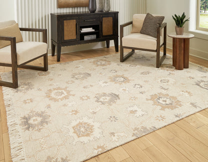 Cape Furniture Outlet - Ashley Furniture - Calkin Rug - 5' x 7' Rug / Linen/Gray/Caramel - R406392