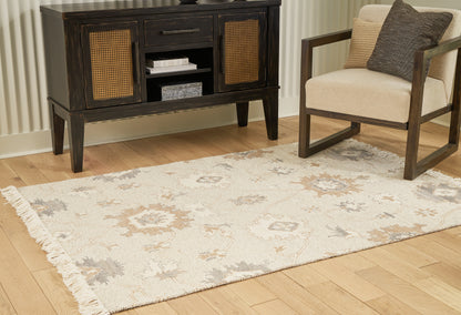 Cape Furniture Outlet - Ashley Furniture - Calkin Rug - 5' x 7' Rug / Linen/Gray/Caramel - R406392