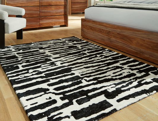 Cape Furniture Outlet - Ashley Furniture - Bramshaw Rug - 10' x 14' Rug / Black/Ivory - R406760