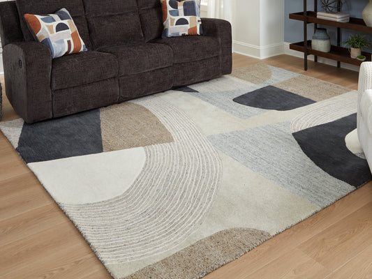Cape Furniture Outlet - Ashley Furniture - Edrickhill Rug - 5' x 7' Rug / Grayish Teal/Taupe/Cream - R407122