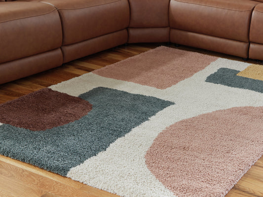 Cape Furniture Outlet - Ashley Furniture - Flynnwick Rug - 8' x 10' Rug / Cream/Pink/Gray - R407181