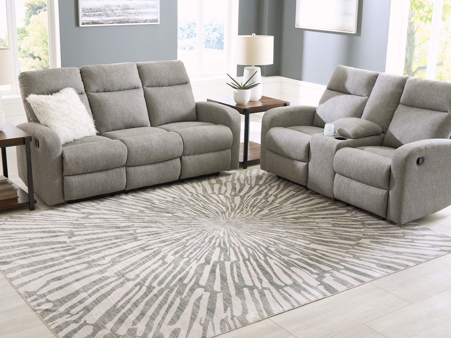 Cape Furniture Outlet - Ashley Furniture - Verland Rug - Washable 7'6" x 9'6" Area Rug / Gray/White - R407431